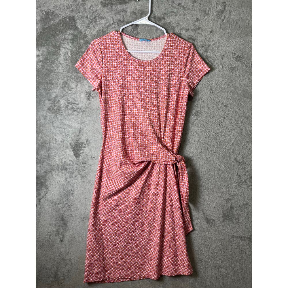 J. McLaughlin Side Knot Dress Catalina Cloth Small Short Sleeve Pink Orange